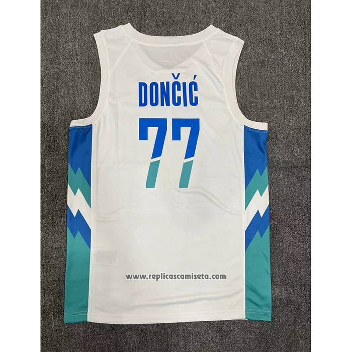 Camiseta Slovenia Luka Doncic #77 Primera Blanco